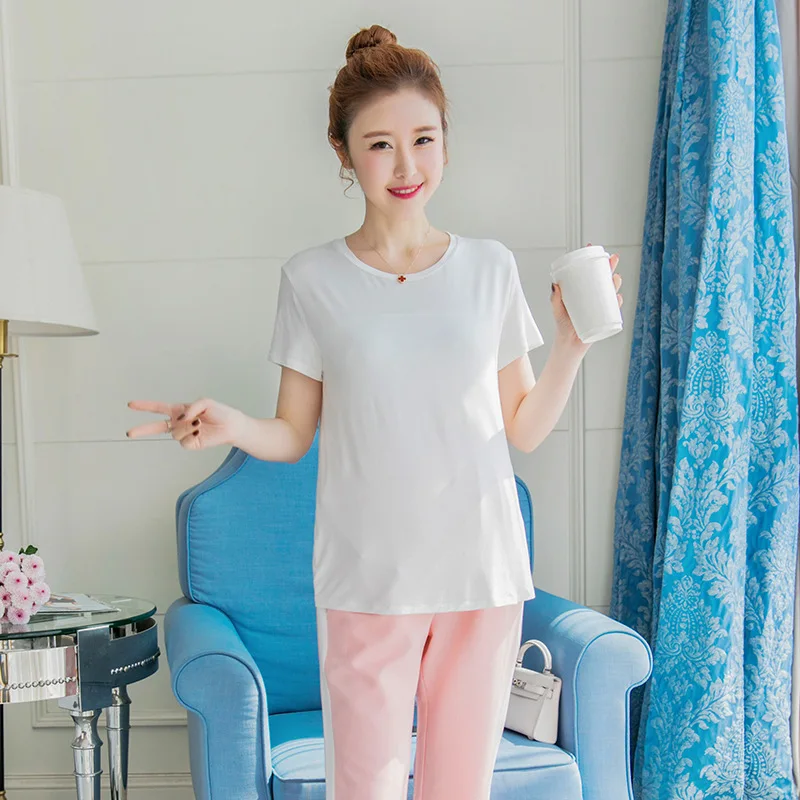 

Summer Maternity Clothes New Style Korean-style Short Sleeve Light Board T-shirt Fashion Simple Pregnant Mother Tops Fashion Loo