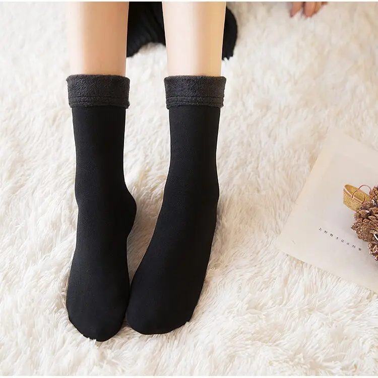 Осенне-зимние новые стильные носки в стиле снежного поля, 3 шт., женские толстые бархатные носки-тапочки, женские теплые носки без пятки с ворсом