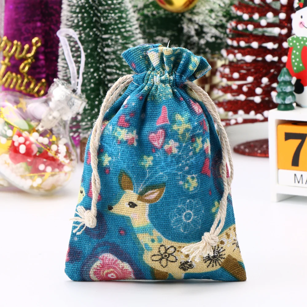 Рождественский Подарочный шнурок сумка конфетный подарок кошелек для карт сумки, сумки для хранения сумка-мешок на веревках мешочек Рождественский конфетный карман