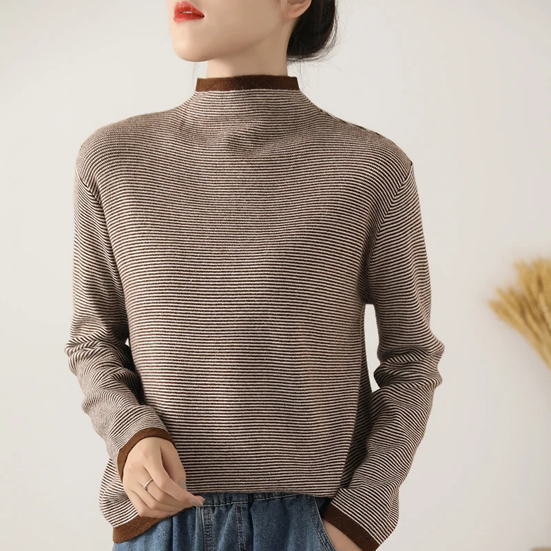 Women's Cashmere stripe  Autumn Winter Half