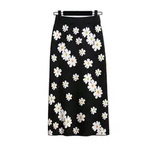 Романтические женские юбки с цветочным принтом, зимние толстые вязаные юбки, женские юбки с ромашками, осенние женские юбки