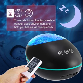 

Lucky Stone Ocean Wave Projector Night Light Lamp Bluetooth Music Player Remote Control Water Wave Color Led Projector