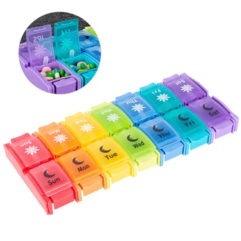 

HOT Pill Box Weekly AM/PM 7 Day Pill Box Organizer Portable Pillbox Mini Pill Case 14 Compartments Moisture-Proof Medicine Box