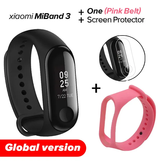 Xiao mi Band 3 mi band 3 фитнес-трекер пульсометр 0,78 ''OLED дисплей Bluetooth 4,2 для Android IOS - Цвет: Global Pink N Film