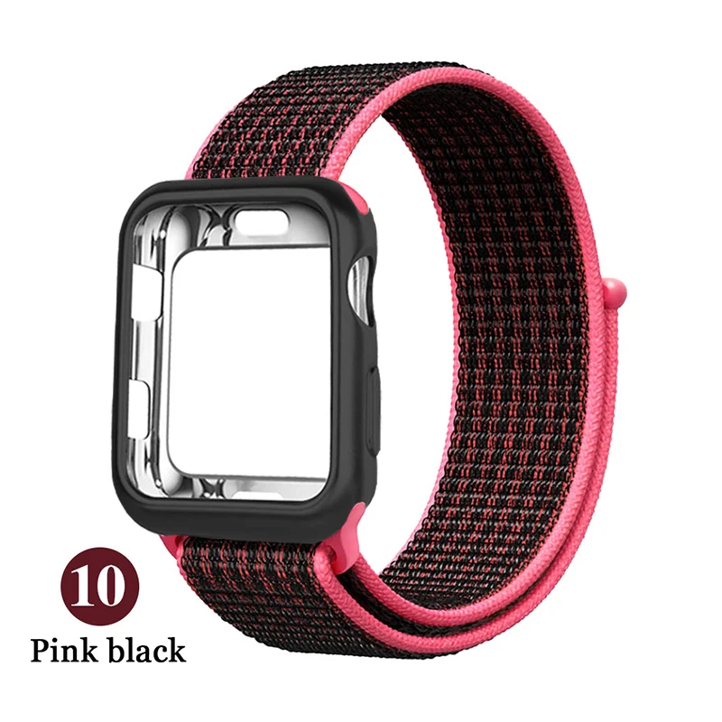 Нейлоновый ремешок+ Мягкий силиконовый чехол для Apple Watch 4 5 3 44 мм/40 мм спортивный ремешок iwatch 54321 42 мм 38 мм ремешок для часов correa pulseira