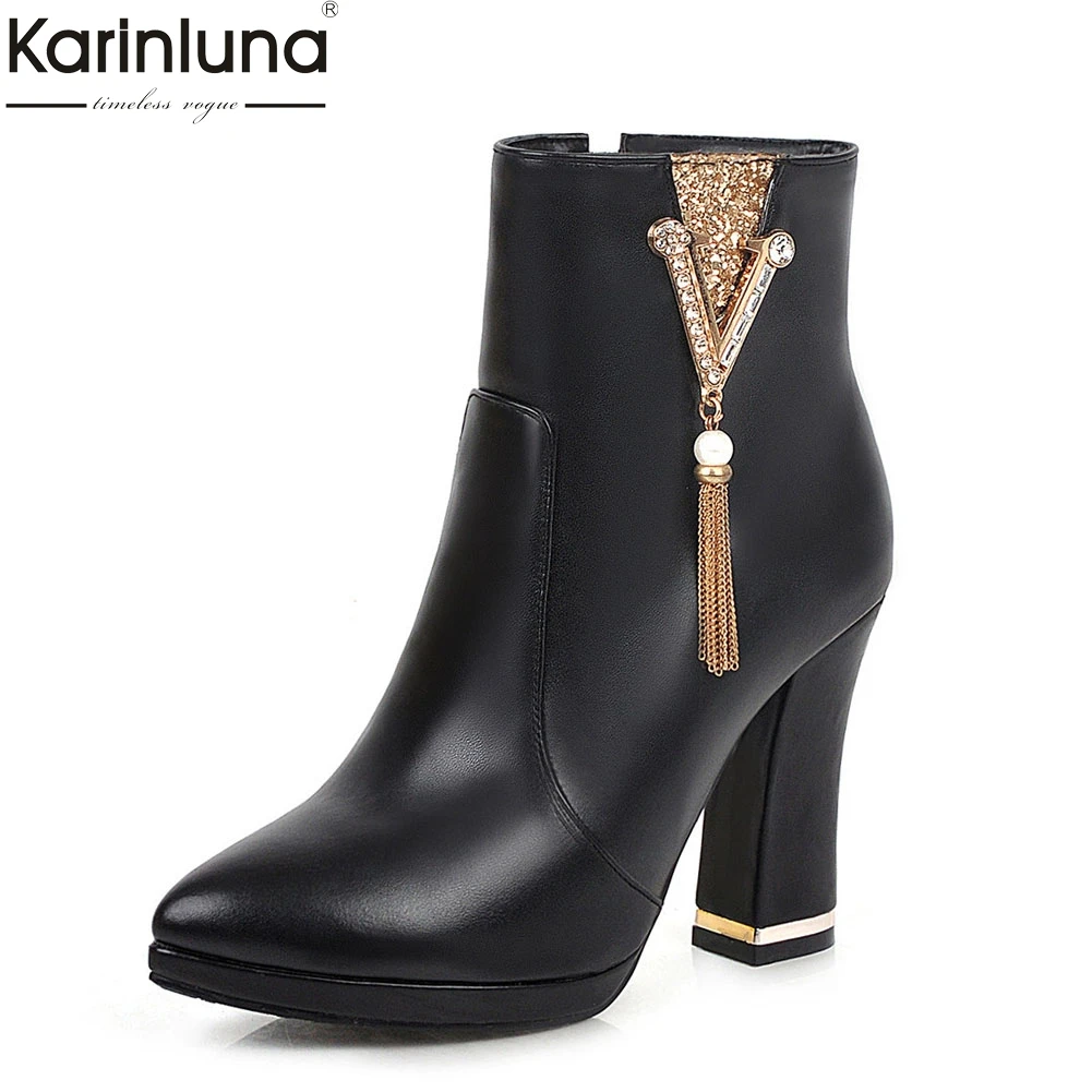 

Women's elegant 2020 top quality High Heels Ankle Boots Woman Shoes Dropship pointed toe office Shoes Women Boots