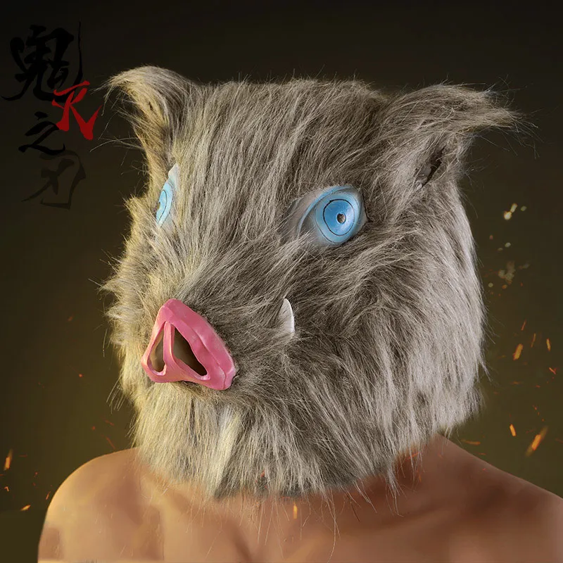 mask Аниме «Demon Slayer Kimetsu no Yaiba Hashibira Inosuke», костюм для косплея, Униформа, сабо, маска, голова свинки, костюмы на Хэллоуин для женщин a - Цвет: mask
