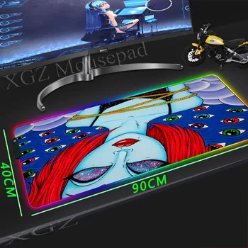 

XGZ Oil Painting Exquisite Eyes Makeup Large RGB Mouse Pad Lock-edge Computer Keyboard Desk Mat Speed Natural Rubber Anti-slip