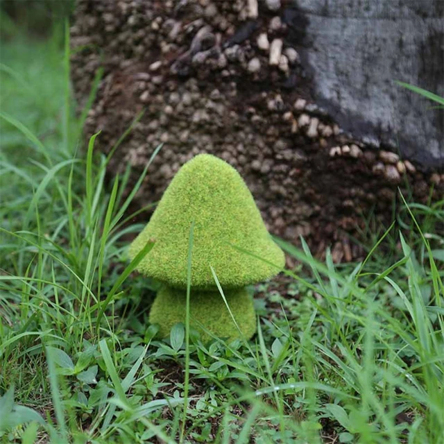 203F Kültéri Udvar Szimulációja Zöld Pelyhesítő Mushroon Szobrok Mesterséges Mohás Fű Gyanta Figurák Otthoni Kerti Dísz - Image 4