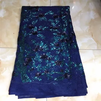 

Royal Blue Latest Nigerian Tulle Lace 2019 French Net sequins Lace Fabric For Nigerian Wedding Embroidery African Lace Fabric 1