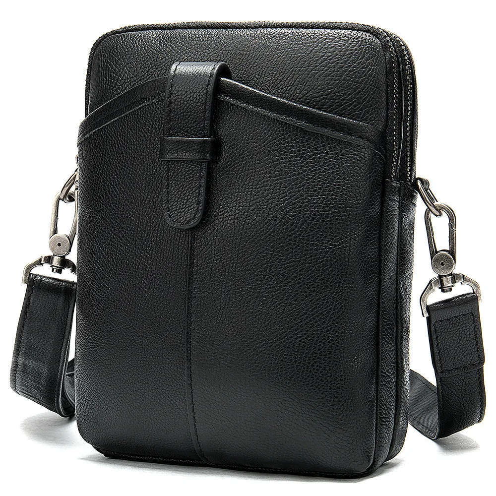 Модная мужская сумка-мессенджер из натуральной кожи, маленькие мужские сумки через плечо, кожаная мужская сумка через плечо, мужские кожаные сумки - Цвет: black