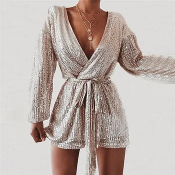 

Sexy Women Long Sleeve V-Neck Party Jumpsuit Playsuit Romper Bodycon