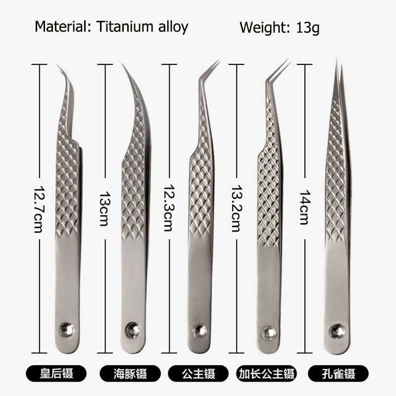 100% Closed Titanium Alloy Eyelash Grafting Set Eyelashes Tweezers Hand Anti-slip Design 3D 6D Lashes Extensions Makeup Tools 2