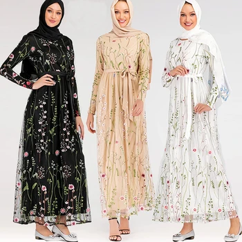 

Hijab Muslim Dress Floral Abaya Dubai Turkish Dresses Islam Caftan Marocain Kaftan Qatar Omani Islamic Clothing Abayas For Women