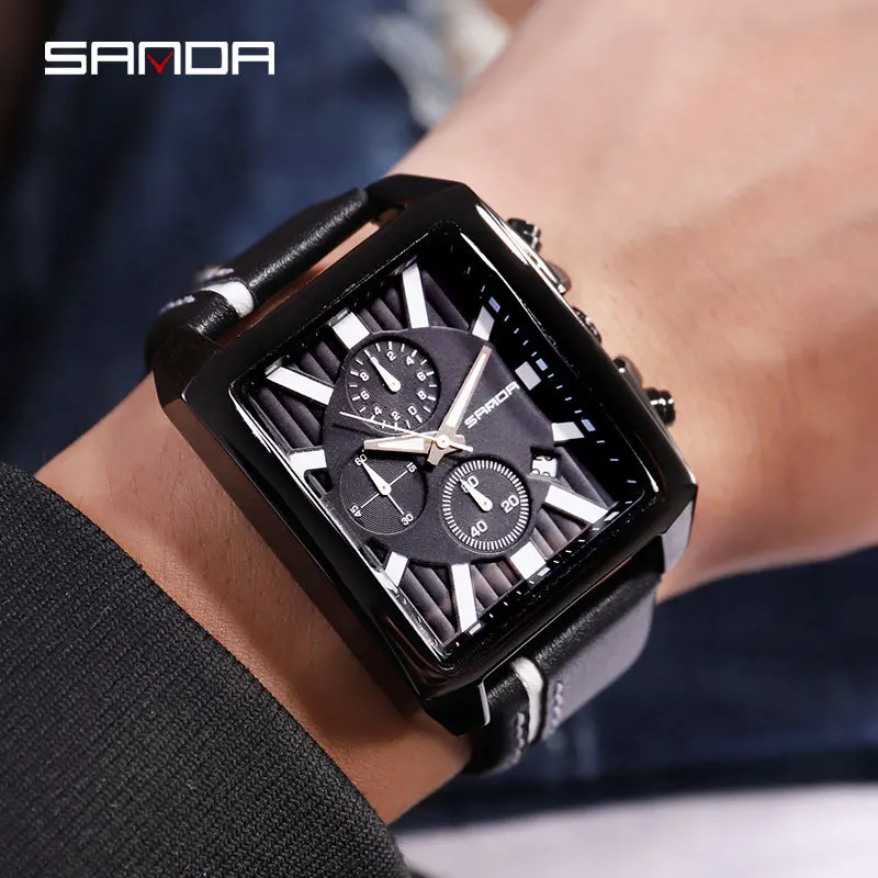 

SANDA Luxury Brand Men Analog Digital Leather Sports Watches Men's Army Military Watch Man Multifunction Fashion smart watch