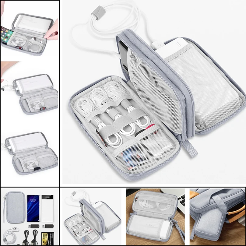 

Portable 20000mAh Power Bank Bag Electronics Travel Pouch USB Gadgets Cables Wires Organizer Hard Disk Protection Storage Bag