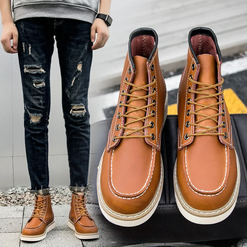 

Winter plus Velvet Martin Boots Men's MEN'S Leather Boots Short Boots Europe And America High Cotton-padded Shoes Work Shoes MEN