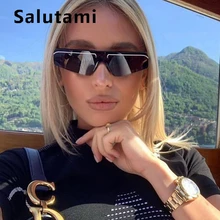 One Piece Small Cat Eye Sunglasses Women Red Purple Mirror Eyewear Men Chic Stripe Lens Rimless Sun Glasses Female Brand Shades