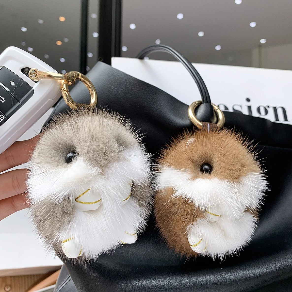 Luxury Real Mink Fur Little Mouse Charm Keychain Women Plush Cute Pendant  Handbag Ornaments Toys Doll Car Keyrings Emo Gifts - AliExpress