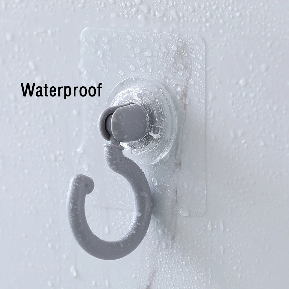 Solid Color Ceiling Rotary Hook Strong Hook Household Multifunction Adhesive Kitchen Bathroom Door Back Coat 1PC