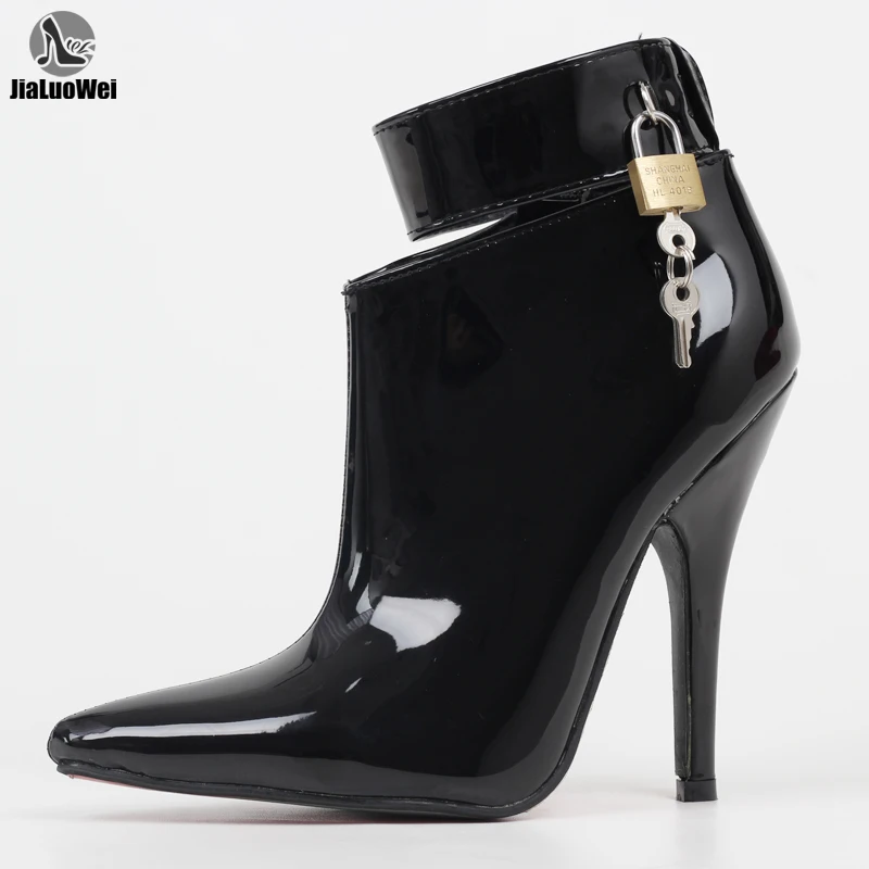 JIALUOWEI Black Patent Wide Width Stiletto High Heel Pump Shoe Size 5-15 | Обувь