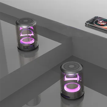 

Transparent magnetic wireless bluetooth speaker heavy bass colorful light cool color speaker，D08