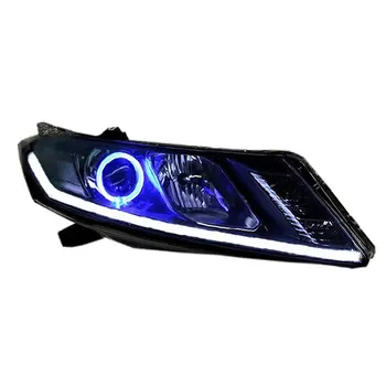 

Headlight assembly for Honda Crosstour LED angel eye turn signal Bi-lens HID bulbs with 65W Ballast, left and right