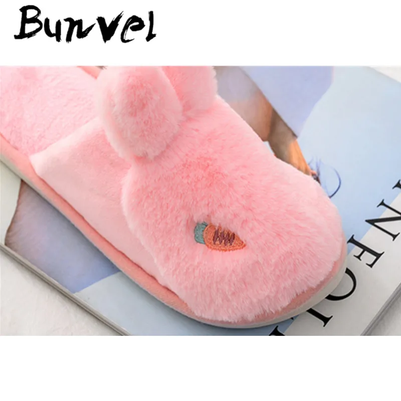 Bunvel/Детские домашние тапочки с животным узором; Детская домашняя обувь с заячьими ушками для девочек и мальчиков; теплая зимняя детская обувь для спальни