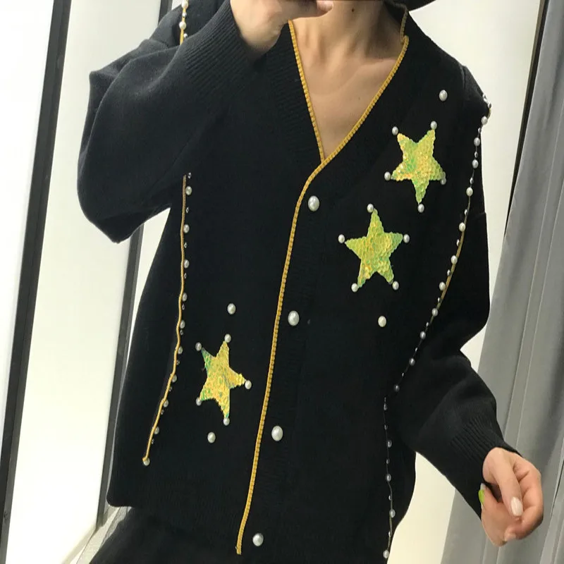 Cardigans Full Jumper Feminino Special Offer Lazy Wind 2020 New Winter Wild Female Stars Embroidered Vintage Knit Network Woman |