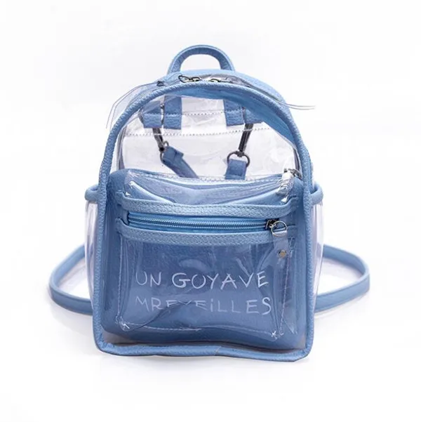 Women Transparent Jelly Small Backpacks Girls Mini Clear Backpack Fashion Letter Back Pack Teenage Girls Fashion Bookbag - Цвет: Синий