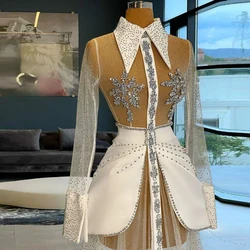 New Arrival Luxury Prom Dresses Long Sleeves Crystals Sparkly Women Special Occasion Evening Party Elegant Gowns Custom Made