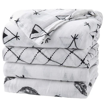 

Baby Swaddle Blanket Unisex Swaddle Wrap Soft Silky Bamboo Muslin Swaddle Blankets Neutral Receiving Blanket for Boys and Girls,