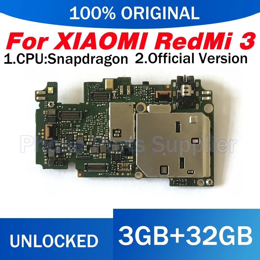 Материнская плата для RedMi 3 HongMi 100% разблокированная оригинальная 32 ГБ материнская