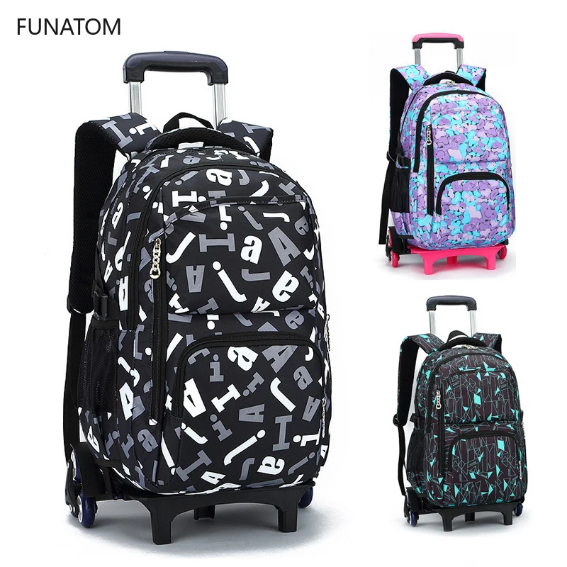 

New Fashion Removable Children School Bags Waterproof for Girls Trolley Backpack Kids Wheel Bag Bookbag Travel Luggage Mochilas