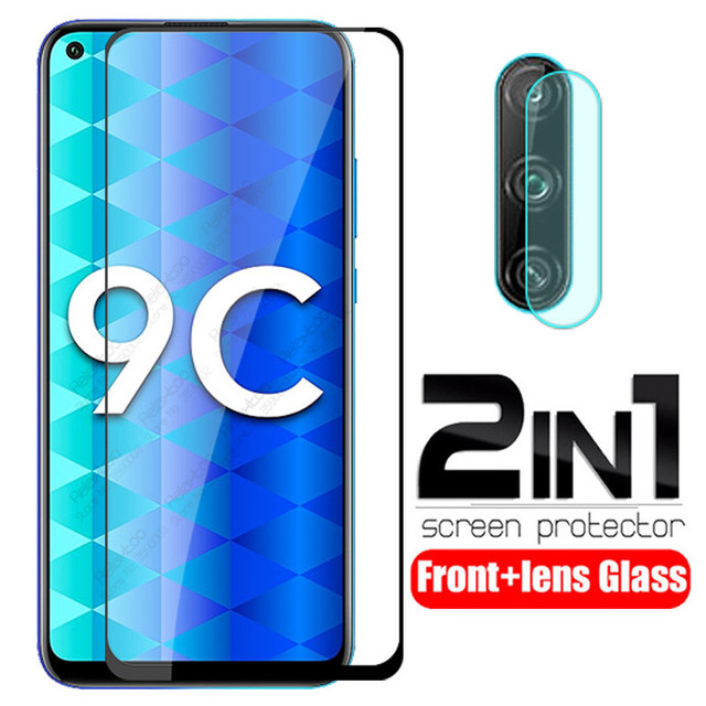 honor 9c Glass 2 in 1 camera lens tempered Glass For huawei honor 9c honer 9 c honor9c 6.39" screen protector protective Film