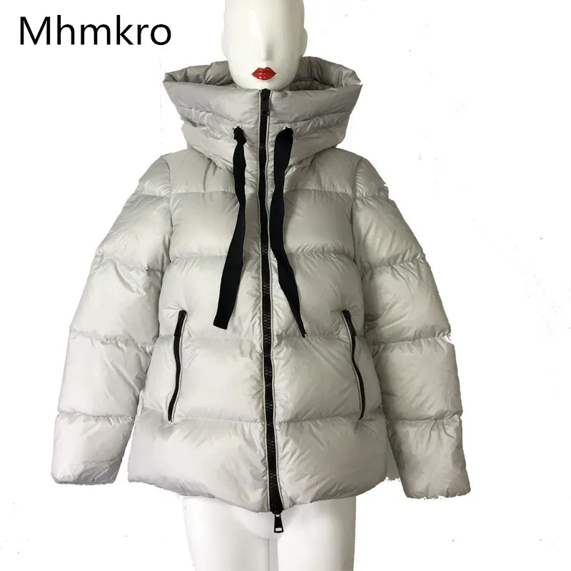 Высокий воротник Chaquet a mujer крутой Серебряный женский пуховик Короткое женское зимнее пальто гладкая текстура