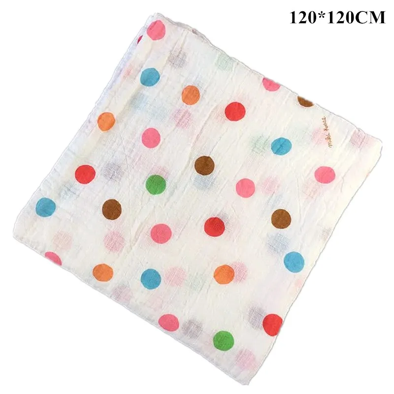 120*120CM Muslin swaddle wrap Cotton Double layer print Soft baby Blanket newborn Stroller Cover Sleepsack Gauze Bath towel