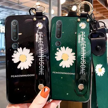 

For Xiaomi 10 pro Cute Daisy Wrist Strap Phone Case For Xiaomi cc9 pro mi9se mi8 8se 8lite flower Holder Case+Straps