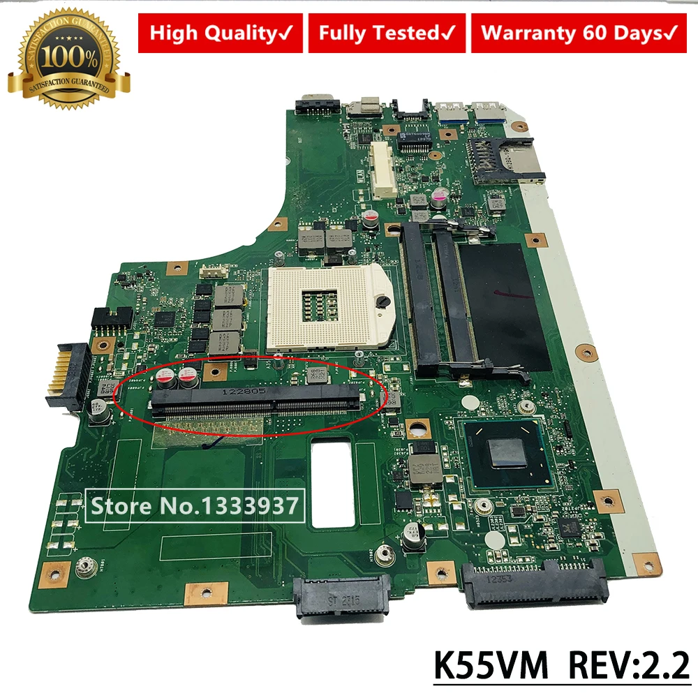 For ASUS K55VJ K55VM Mainboard REV 2.0 2.2 K55VM laptop motherboard fully tested