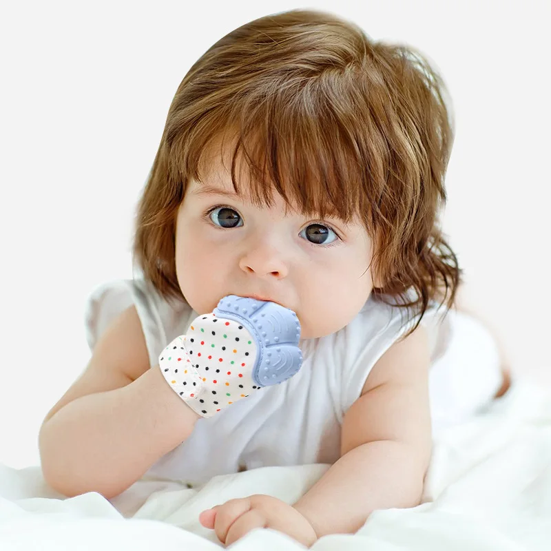 silicone baby teething mitten