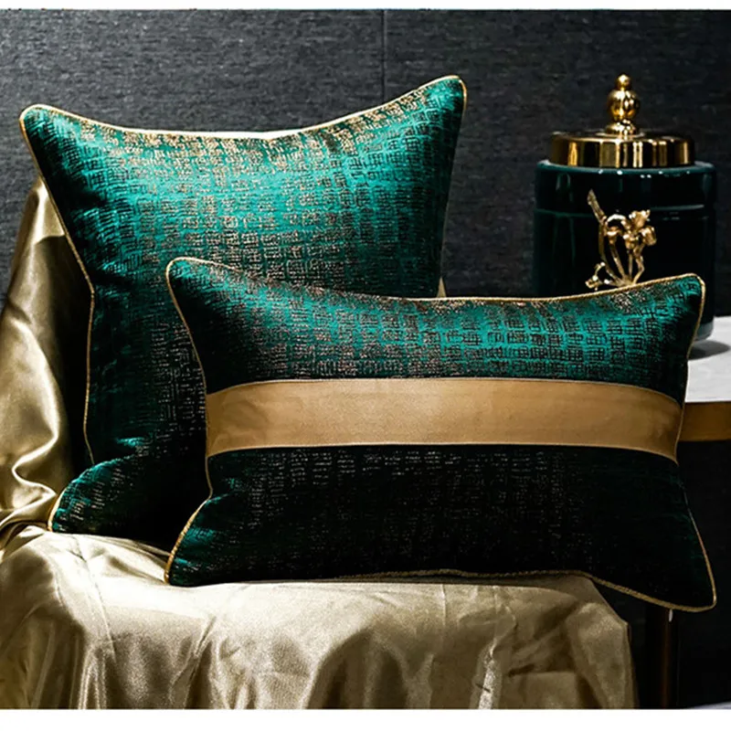 

High-grade Pillowcase Backrest Cover New China Style European Cushion Cover Joining Together Embroidery Stitching Pure Color