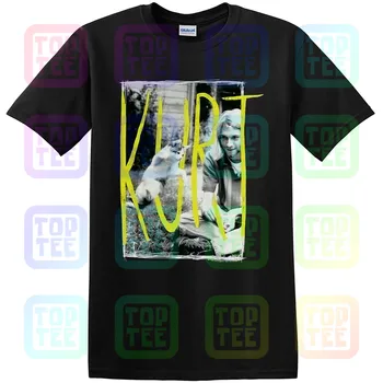

Kurt Cobain & Kitten Cat 90s Icon Nirvana Black T-Shirt New! Punk Grunge (3D5