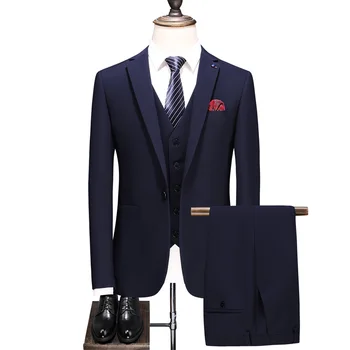 

2020 Latest Coat Pant Elegant Men's Slim Fit Plaid Suit Men Brand Business Suits Formal Wedding Suits Jacket Pants Waistcoat