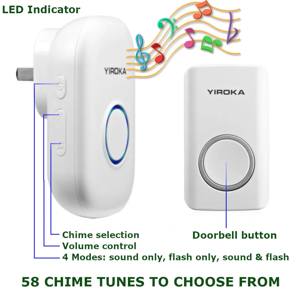 Compra Auto de timbre inalámbrico cinética botón puerta 58 melodías indicador LED timbre de puerta Kit inalámbrico receptor set transmisor QLXVQ7dXy Compra Auto de timbre inalámbrico cinética botón puerta 58 melodías indicador LED timbre de puerta Kit inalámbrico receptor set transmisor QLXVQ7dXy