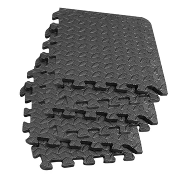

6Pcs EVA Leaf Grain Floor Mats Splicing Floor Pads Patchwork Rugs Thicken Floor Cushion for Gym Dance Room (Black)