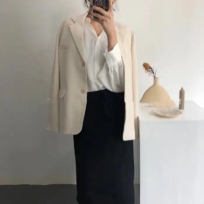 

CHIC Small Suit Coat Women's Autumn 2019 Spring Wear Korean-style Black And White with Pattern Casual INS Suit
