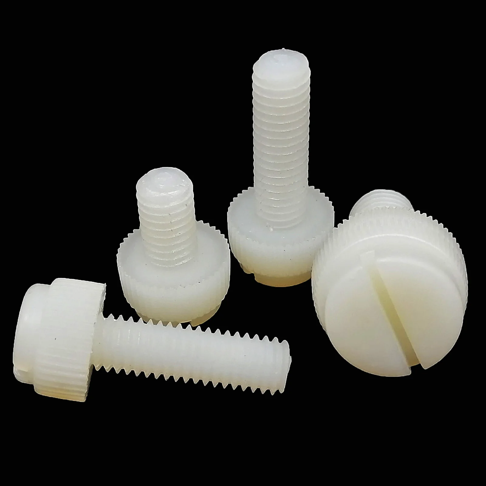 10pcs M3 M4 M5 M6 M8 White Nylon Plastic Insulated Knurl Slotted Head