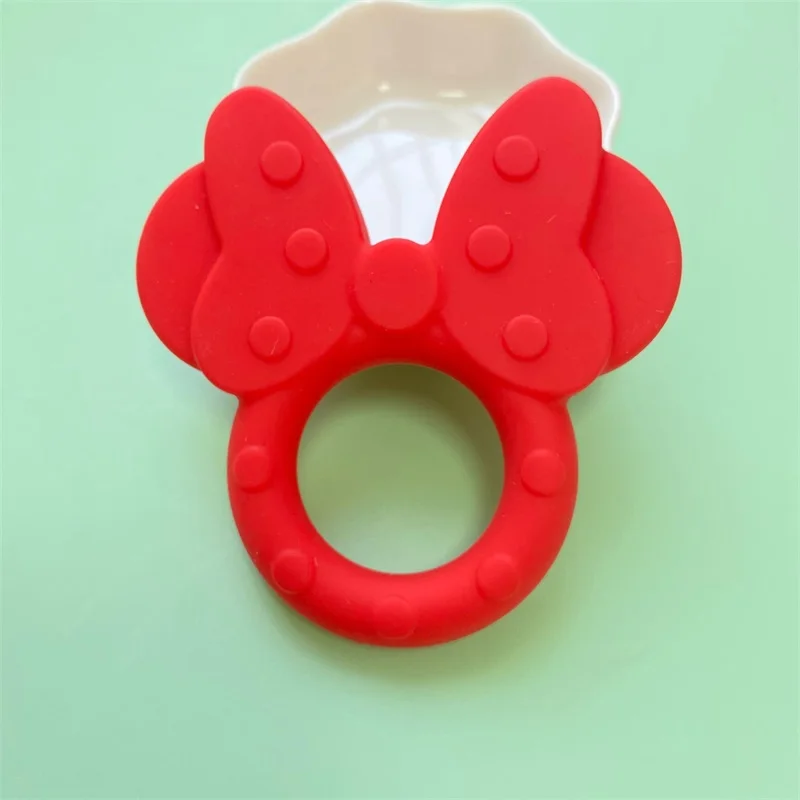 1pcs Silicone Teether Cartoon Mouse Head Animal Food Grade Silicone Teething Toys For Teeth Tiny Rod Baby Teether Gifeg 3