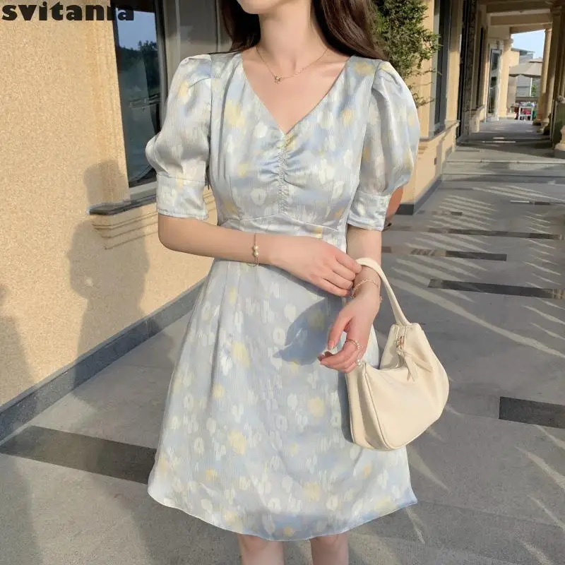 Шифоновое платье с V-образным вырезом и цветочным принтом | Женская одежда