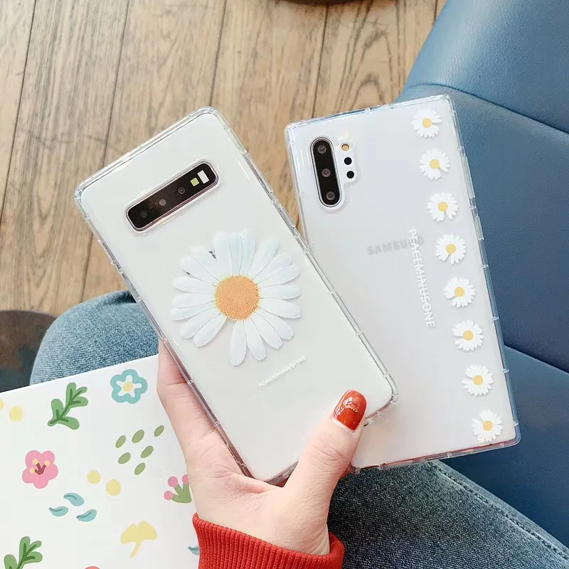 Прозрачный мягкий чехол с хризантемой для Samsung Galaxy S10 5G Plus S9 S8 Note 8 9 10 Pro|Бамперы| |